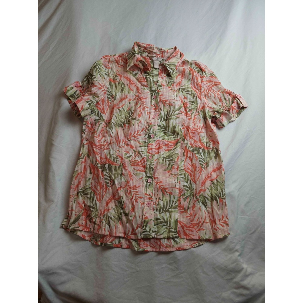 White Stag Button Up Womens Small Tropical Vacation Resort Wear Summer Beachy